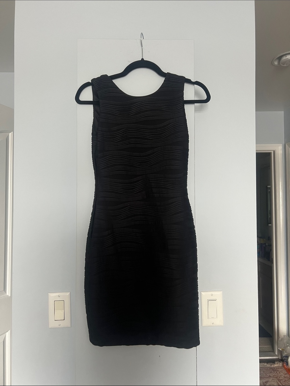 B Darlin Black Textured Sleeveless Mini Dress